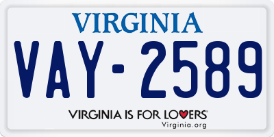 VA license plate VAY2589