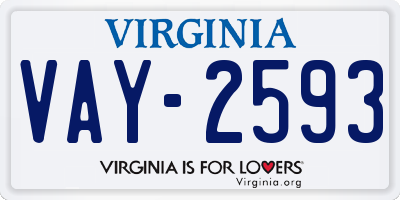 VA license plate VAY2593