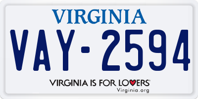 VA license plate VAY2594