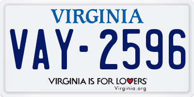 VA license plate VAY2596