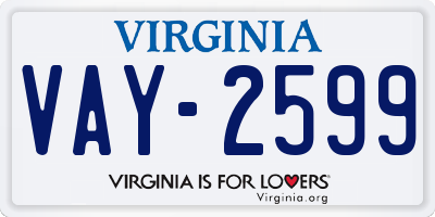 VA license plate VAY2599