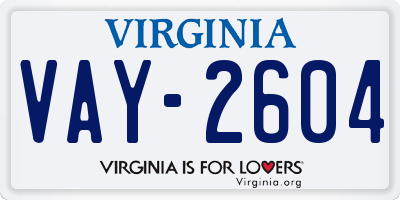 VA license plate VAY2604