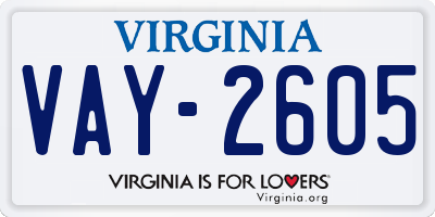 VA license plate VAY2605