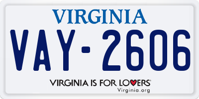 VA license plate VAY2606