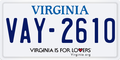 VA license plate VAY2610
