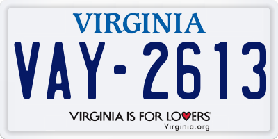 VA license plate VAY2613