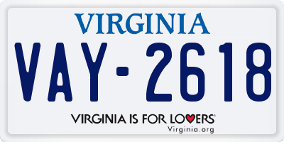 VA license plate VAY2618