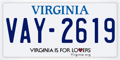 VA license plate VAY2619