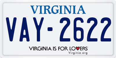 VA license plate VAY2622