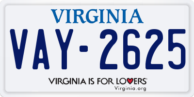 VA license plate VAY2625