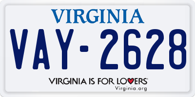 VA license plate VAY2628