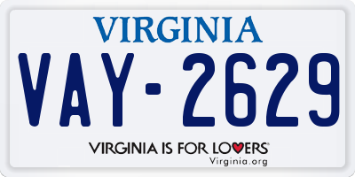 VA license plate VAY2629