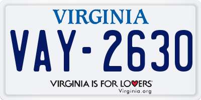VA license plate VAY2630
