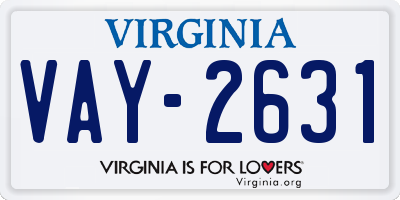 VA license plate VAY2631