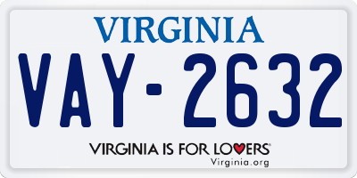 VA license plate VAY2632