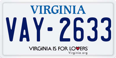 VA license plate VAY2633