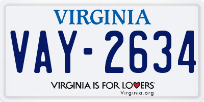 VA license plate VAY2634