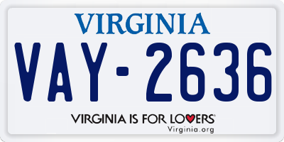 VA license plate VAY2636