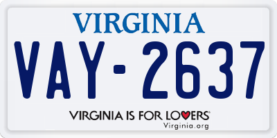 VA license plate VAY2637