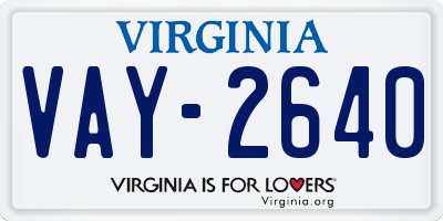 VA license plate VAY2640
