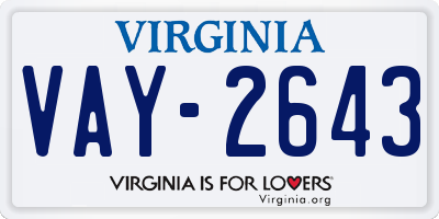 VA license plate VAY2643