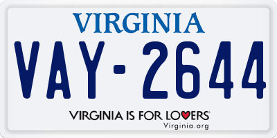 VA license plate VAY2644