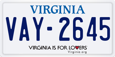 VA license plate VAY2645