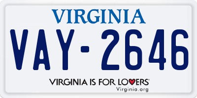 VA license plate VAY2646