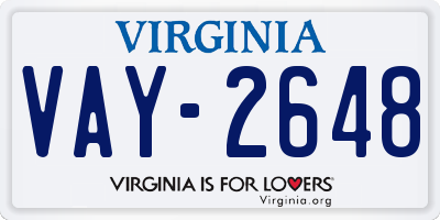 VA license plate VAY2648