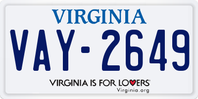 VA license plate VAY2649