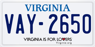 VA license plate VAY2650