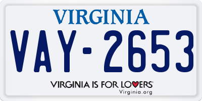 VA license plate VAY2653