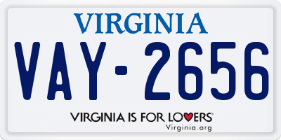 VA license plate VAY2656