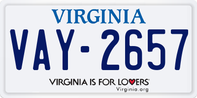 VA license plate VAY2657