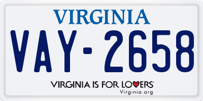 VA license plate VAY2658