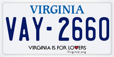 VA license plate VAY2660