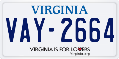 VA license plate VAY2664