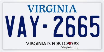 VA license plate VAY2665