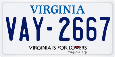 VA license plate VAY2667