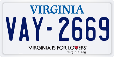 VA license plate VAY2669