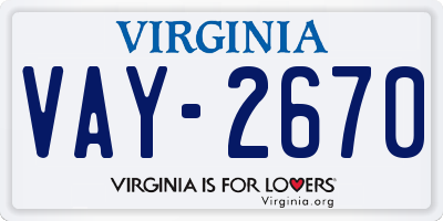 VA license plate VAY2670