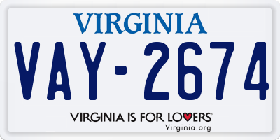 VA license plate VAY2674