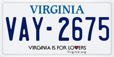 VA license plate VAY2675