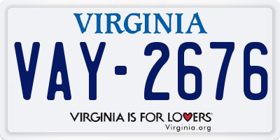 VA license plate VAY2676