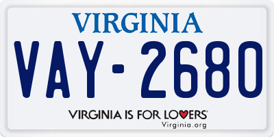 VA license plate VAY2680