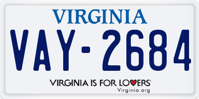 VA license plate VAY2684