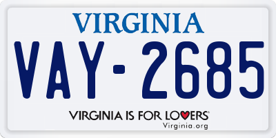 VA license plate VAY2685