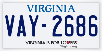 VA license plate VAY2686