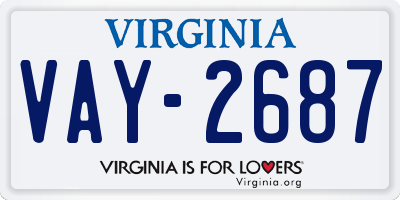 VA license plate VAY2687