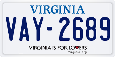 VA license plate VAY2689